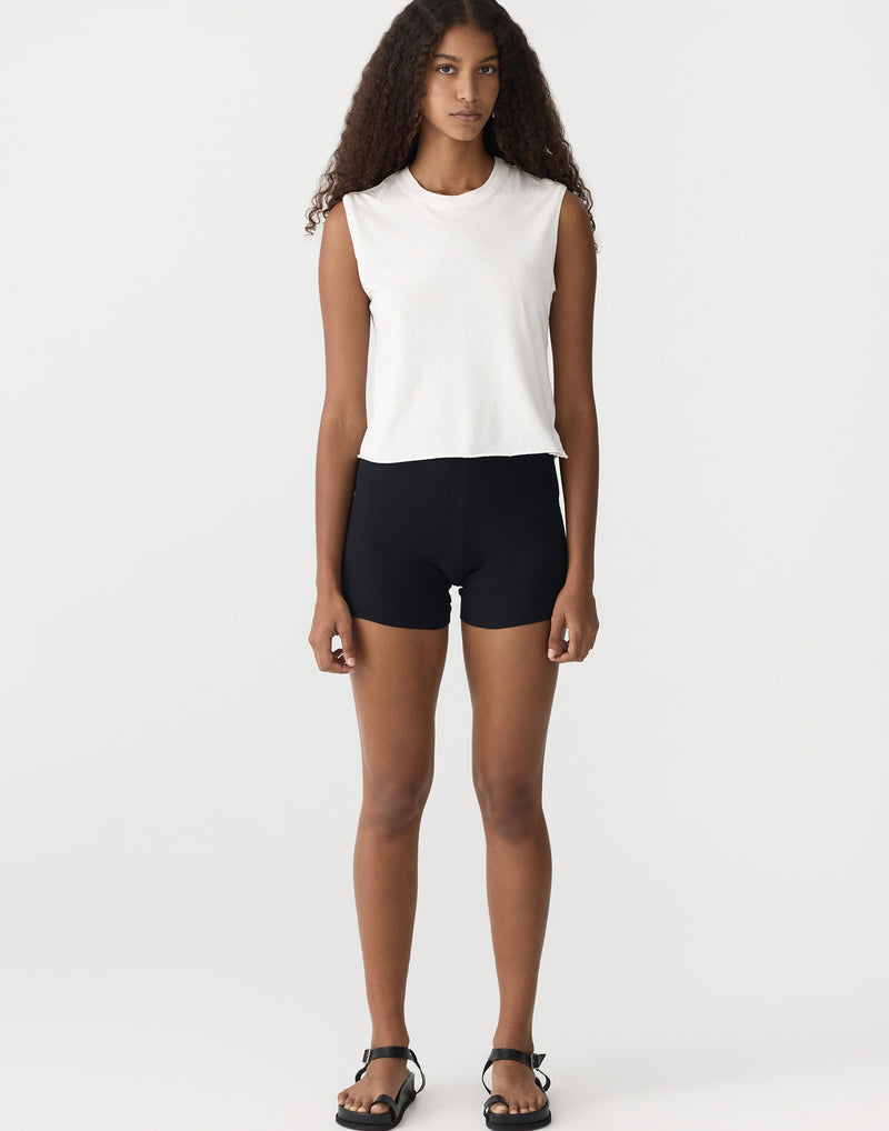 White Cotton Raw Edge Tank Top