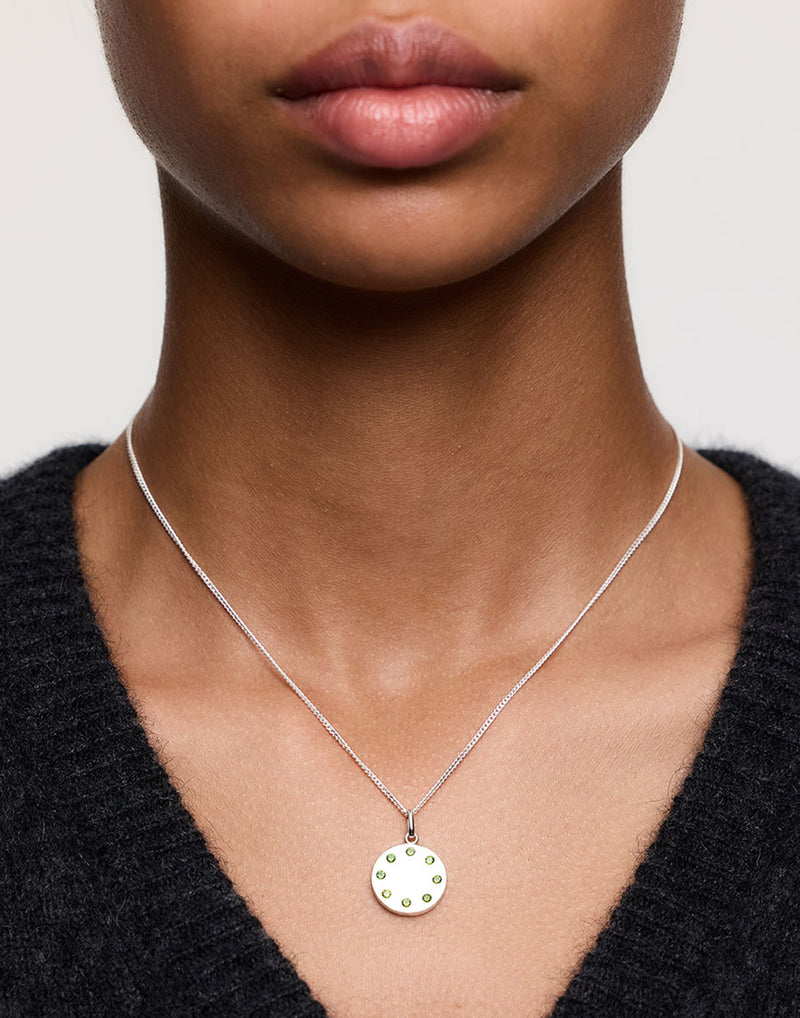 Sterling Silver & Diopside Stone Necklace