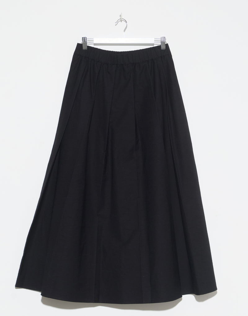 Black Cotton Polyamide Pleated Skirt