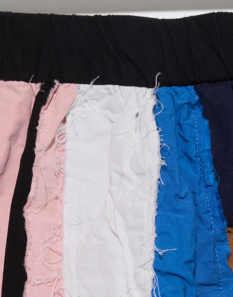 Stripe Patchwork Cotton Blend Puffy Skirt