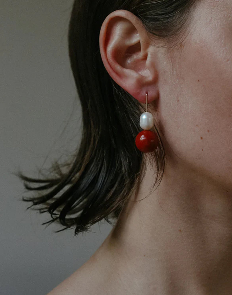 Freshwater Pearl & Jasper Athena Earrings