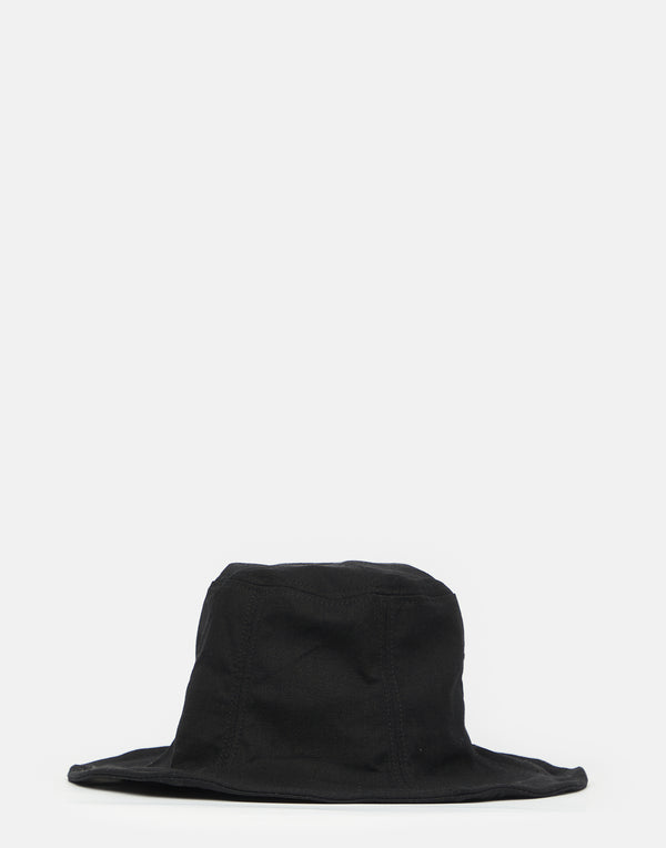 Black Cotton & Linen Everyday Hat