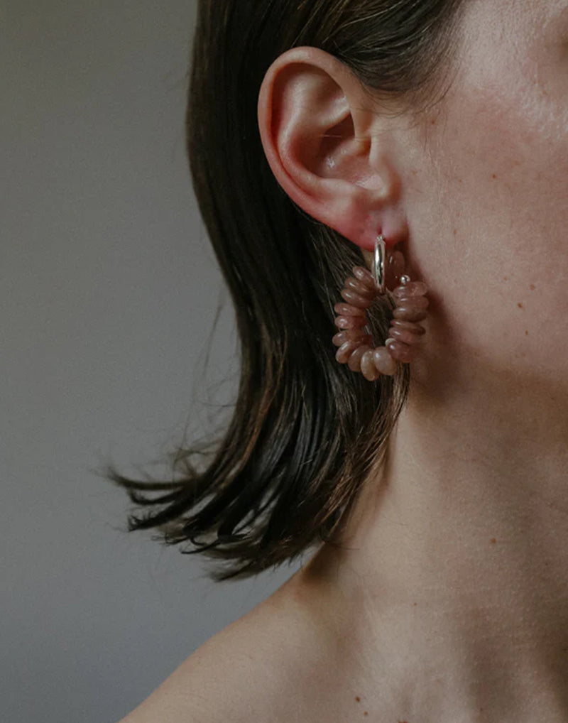 Cherry Quartz & Silver Delphine Earrings