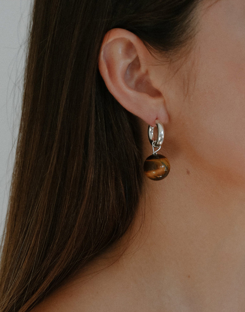 Tiger Eye & Silver Eleanor Drop Earrings