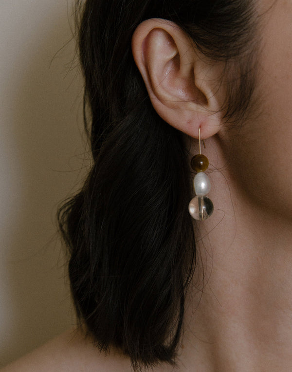 Citrine & Tiger Eye Olive Earrings