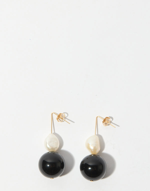 Freshwater Pearl & Onyx Ophelia Earrings