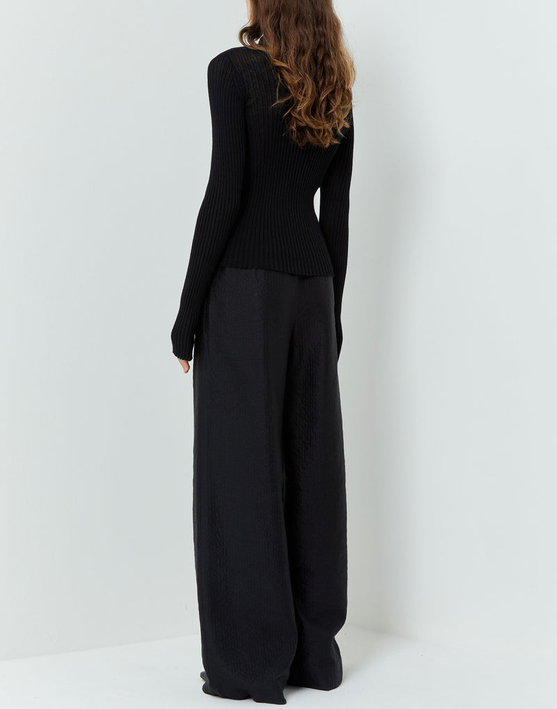 Black Viscose Blend Pisha Trousers