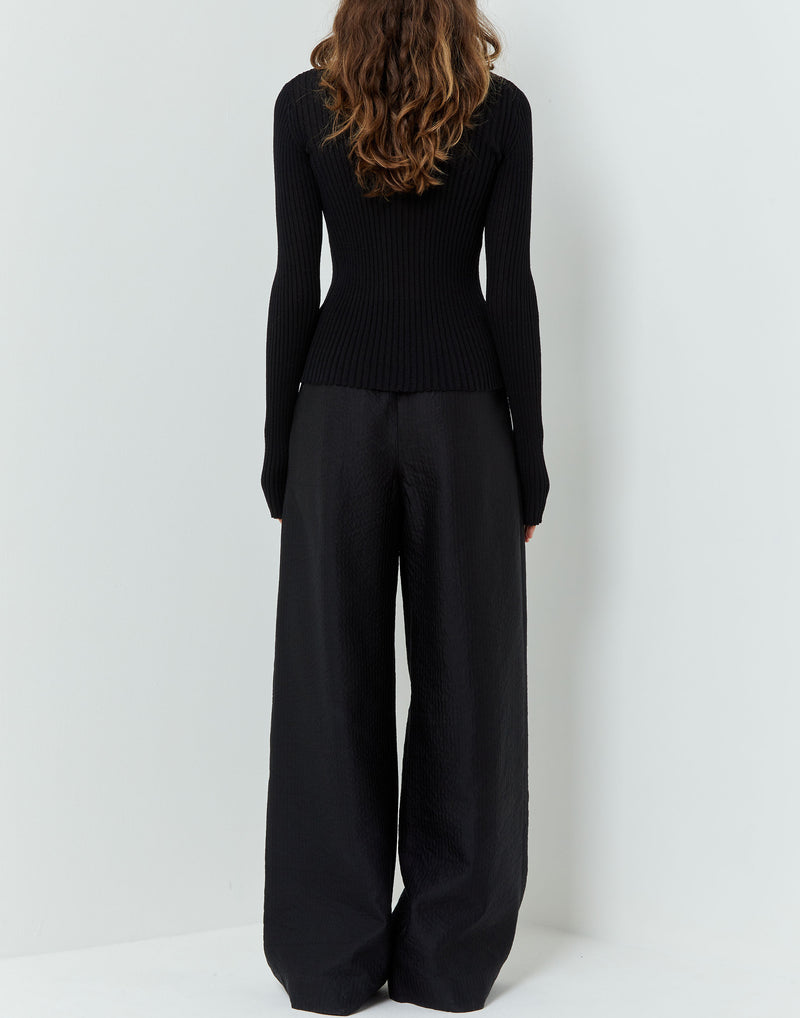 Black Viscose Blend Pisha Trousers