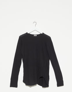 Black Regular Scoop Hem Long Sleeve T-Shirt