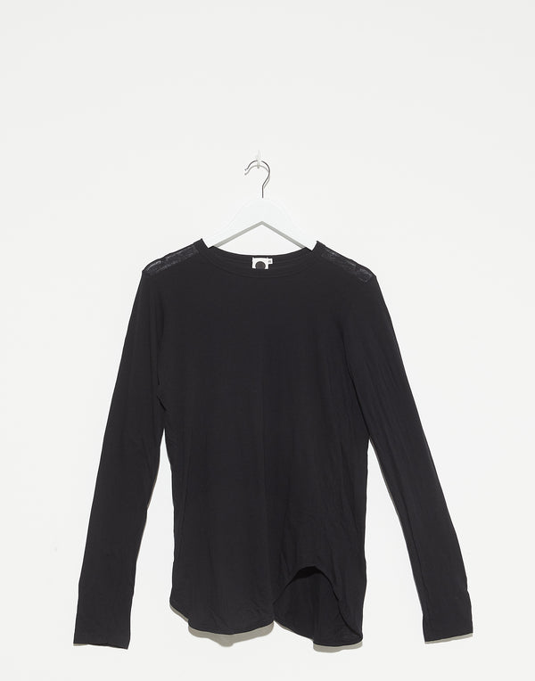 Black Regular Scoop Hem Long Sleeve T-Shirt